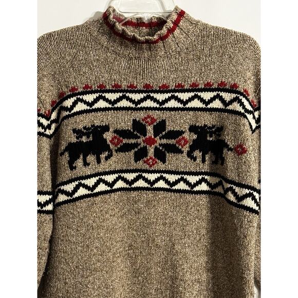 Vintage Eddie Bauer Sweater Snowflake Reindeer Cottage Cabin Wool Blend Sz M - Picture 2 of 11